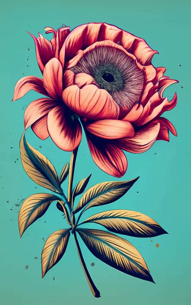 Surreal Eye Flower Illustration