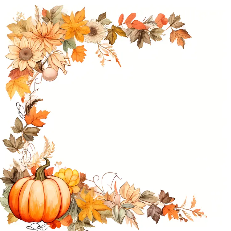 Autumn Leaves and Pumpkin Frame