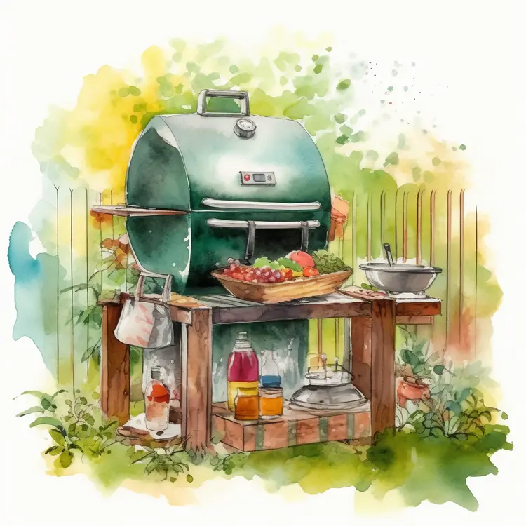 Green Grill for Outdoor Barbecue