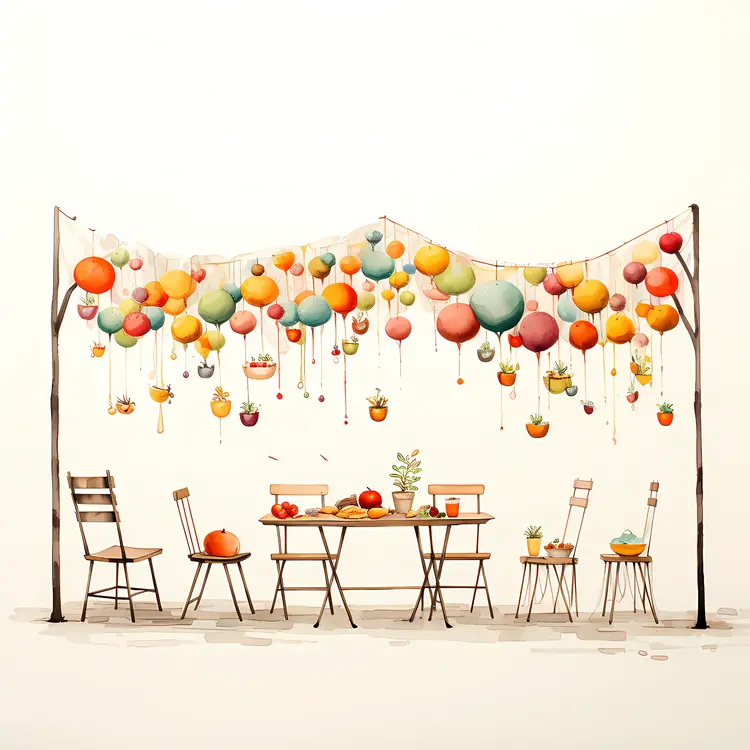 Outdoor Dining with Colorful Lanterns