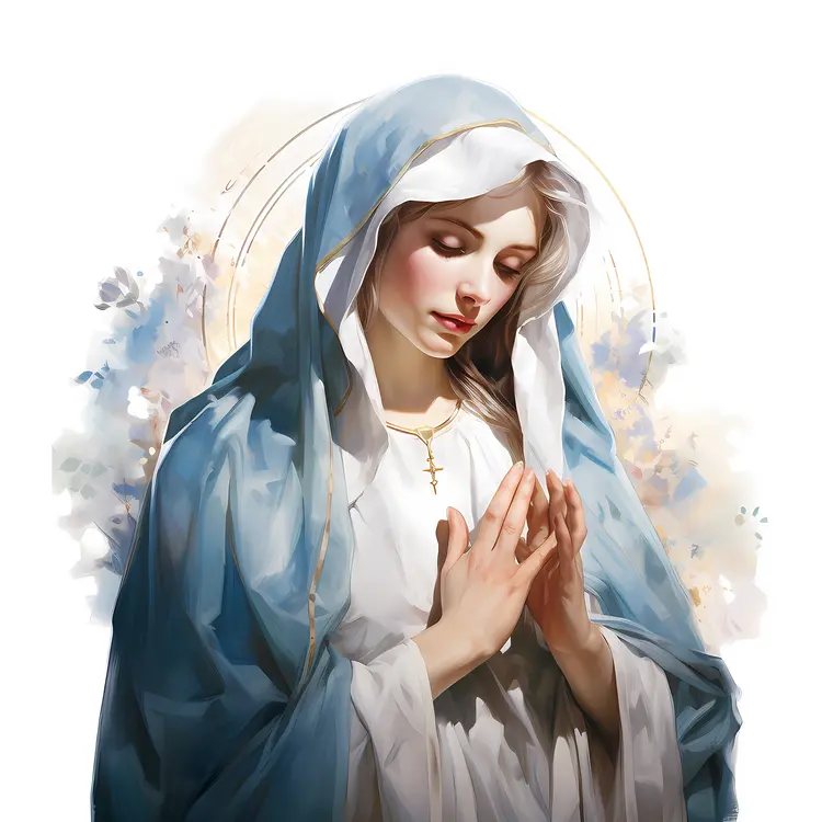 Praying Virgin Mary in Blue Robe