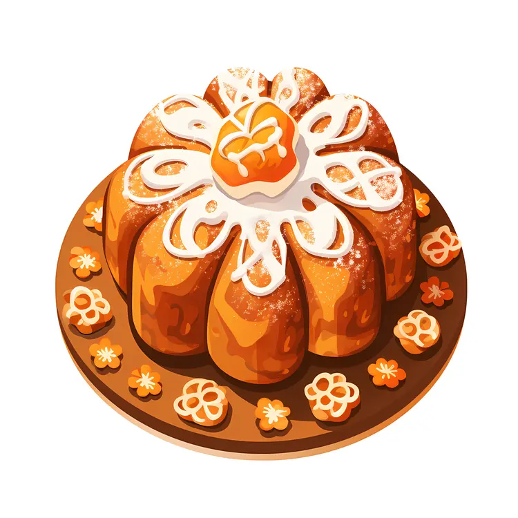 Golden Decorated Bread with Intricate Patterns
