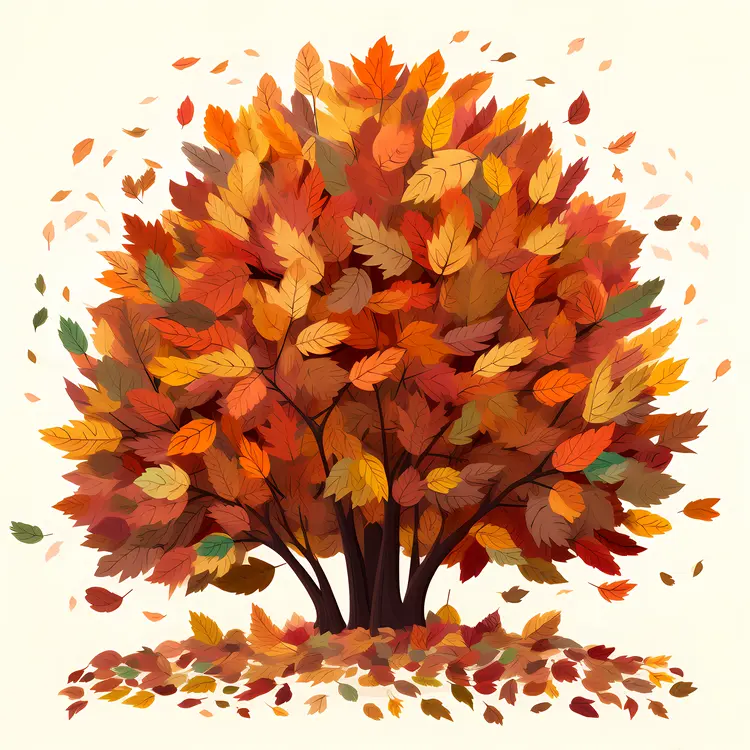 Autumn Leaves Pile with Trees
