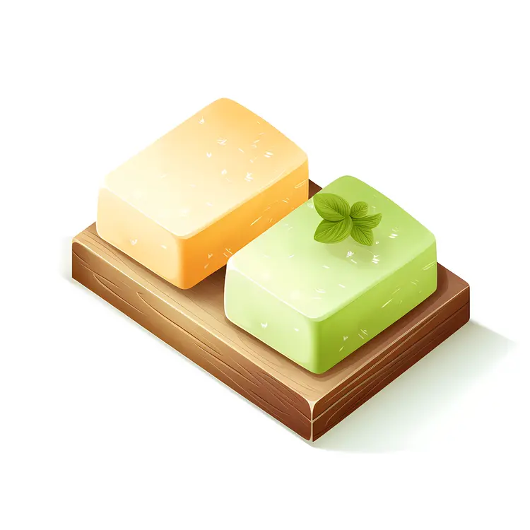 Colorful Soap Bars on Wooden Tray
