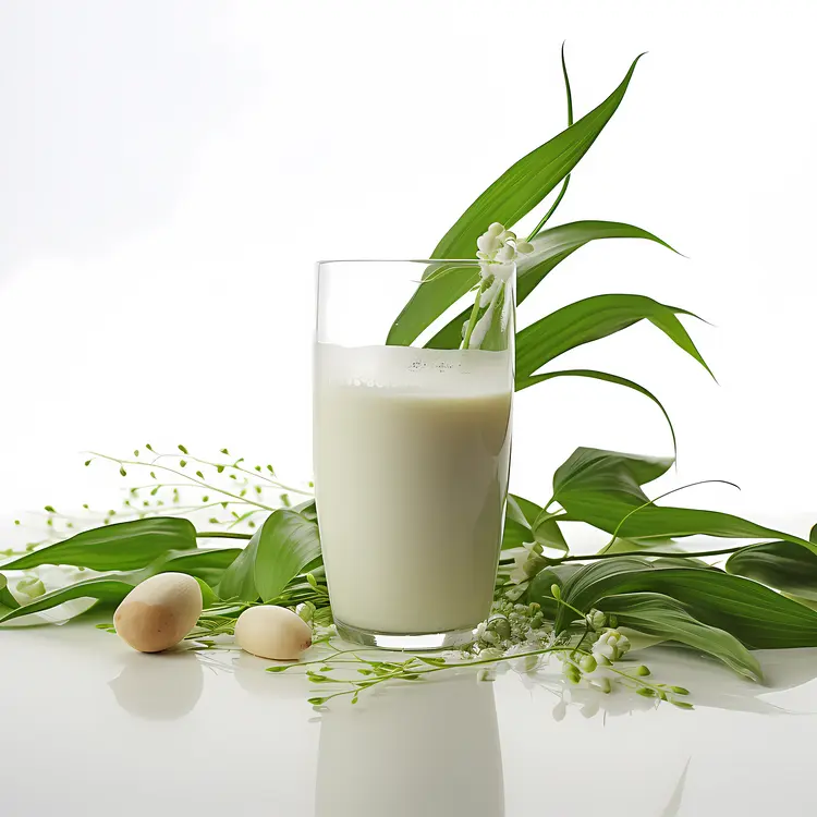 Milk Glass with Green Leaves