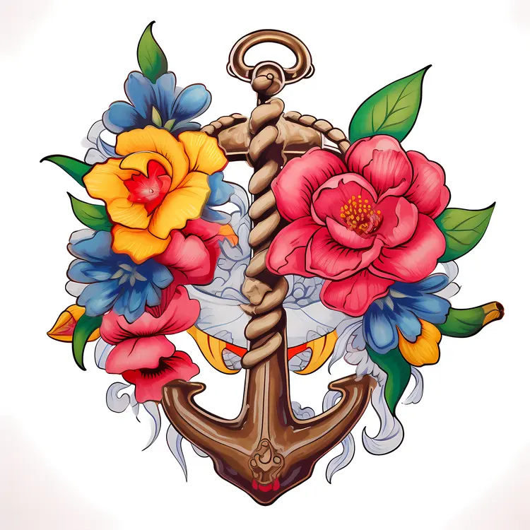 Beautiful Anchor with Colorful Flowers