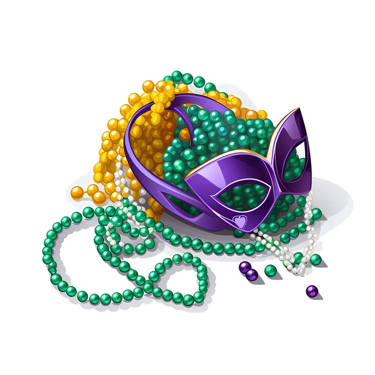 Purple Mask with Beads for Mardi Gras