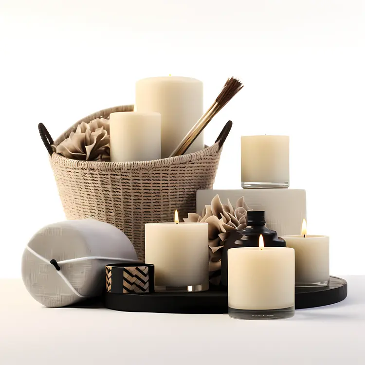 Decorative Candles in a Basket