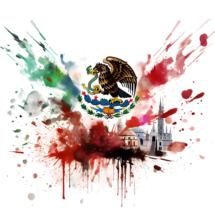 Mexican Flag with Artistic Splashes