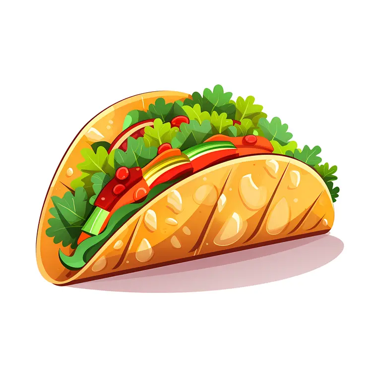 Delicious Cartoon Taco with Fresh Vegetables