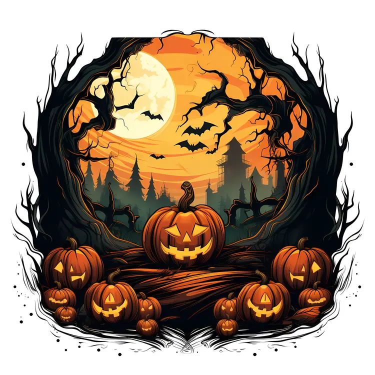 Pumpkins in Spooky Forest