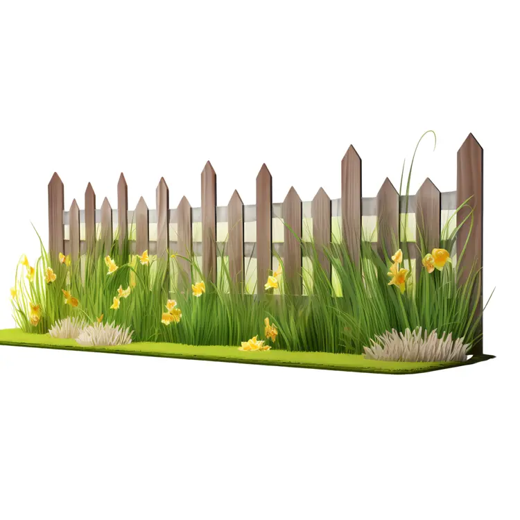 Wooden Fence with Yellow Flowers