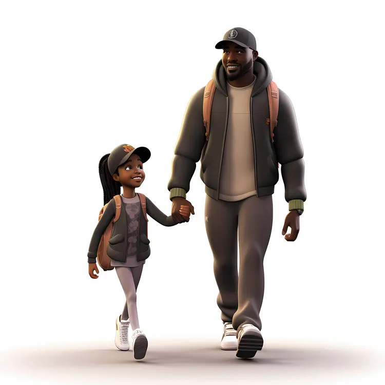 Father and Daughter Walking Together