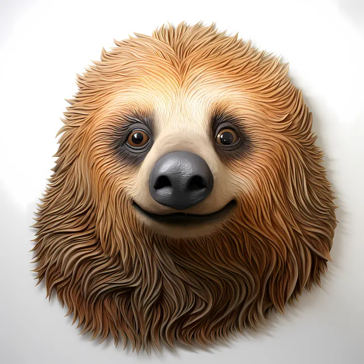 Cute Smiling Sloth Face Illustration