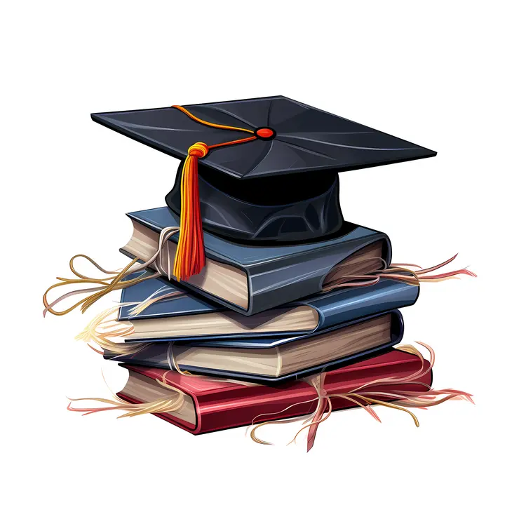 Graduation Cap on Stack of Books