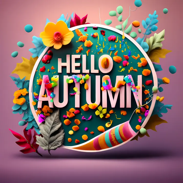 Colorful Hello Autumn Greeting