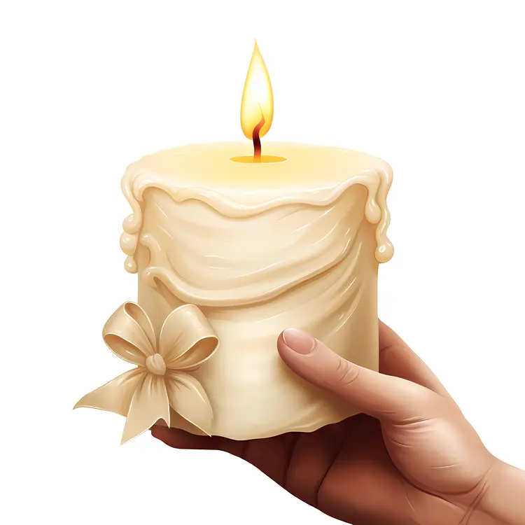Hand Holding a Candle with Bow