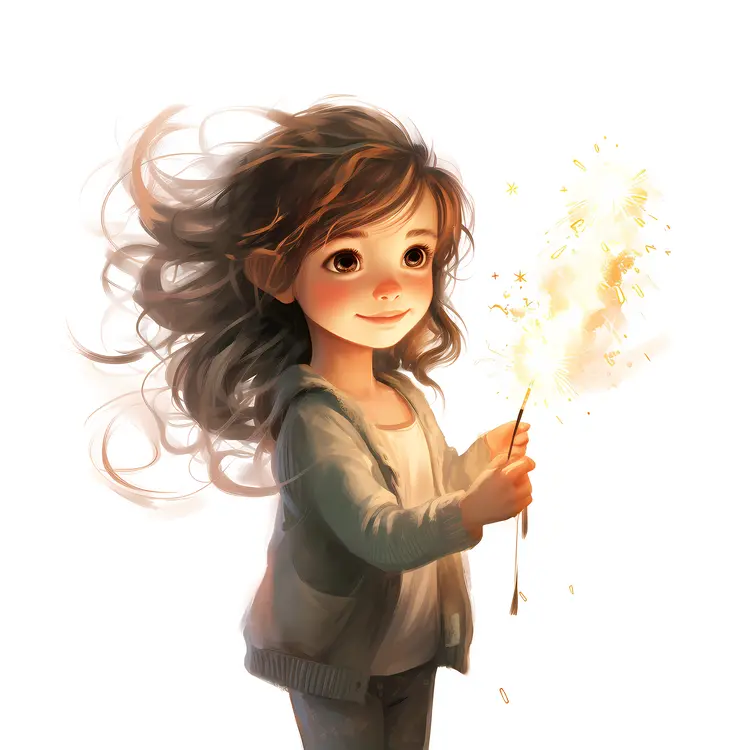 Smiling Girl Holding a Sparkler