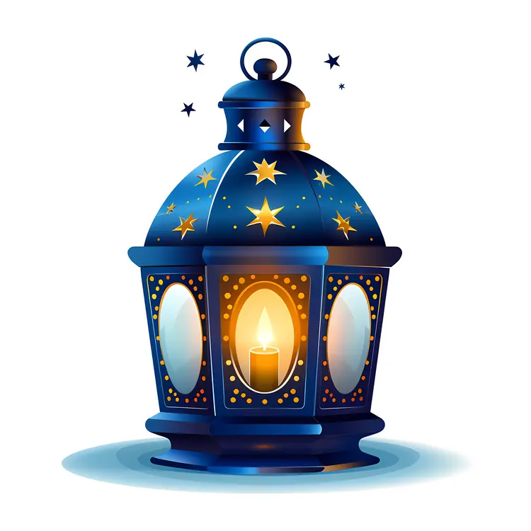 Ornate Blue Lantern with Starry Design