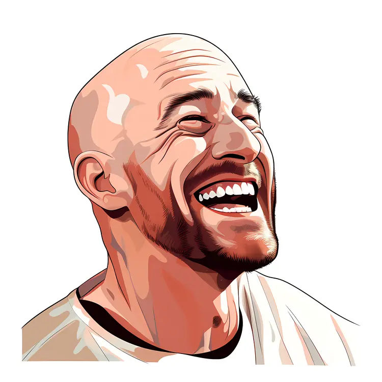Laughing Bald Man Illustration