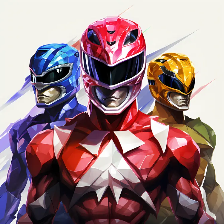 Colorful Power Rangers in Action