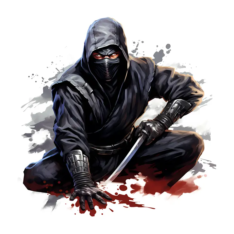 Ninja with Blood on Ground