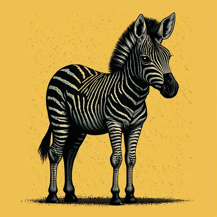 Cute Zebra Illustration on Yellow Background