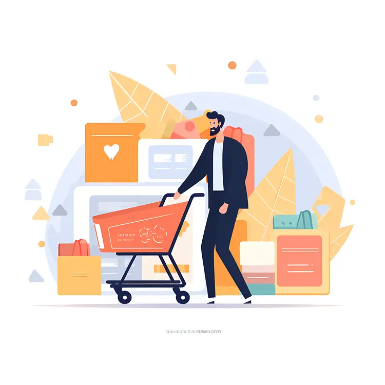 Man Shopping with Cart