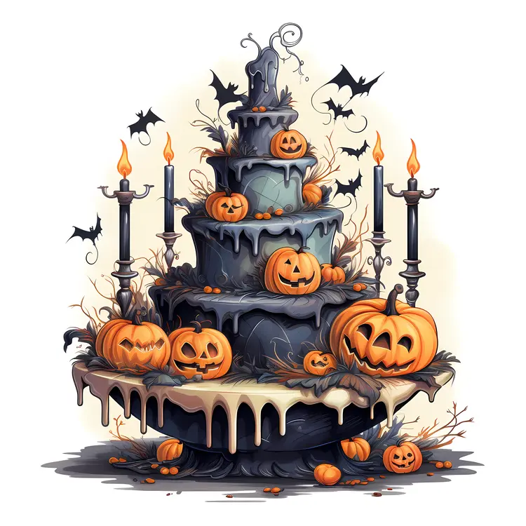 Halloween Pumpkin Cake with Candles
