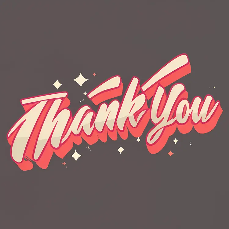 Thank You Text with Red and White Design