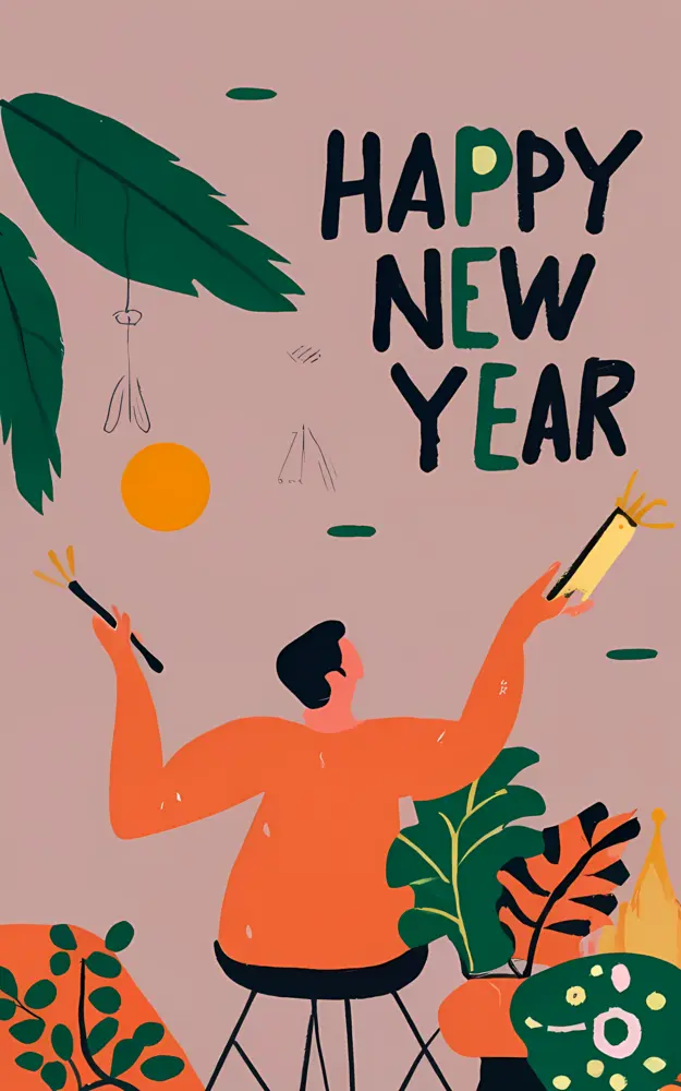 Illustrated Happy New Year Greeting