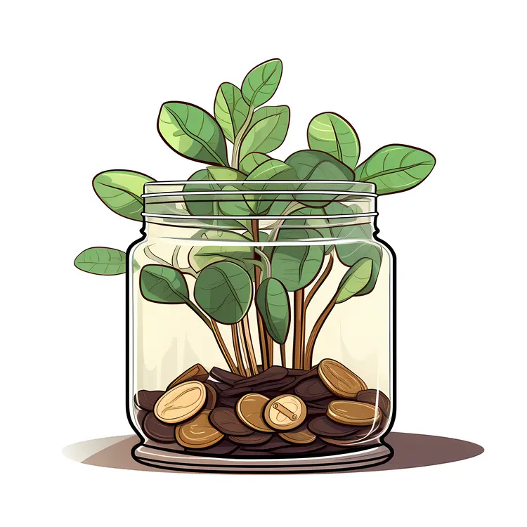 Money Plant in a Jar with Coins