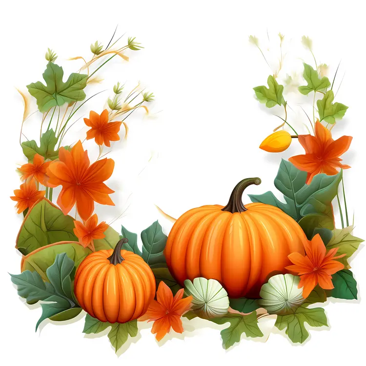 Autumn Pumpkins and Flowers Arrangement
