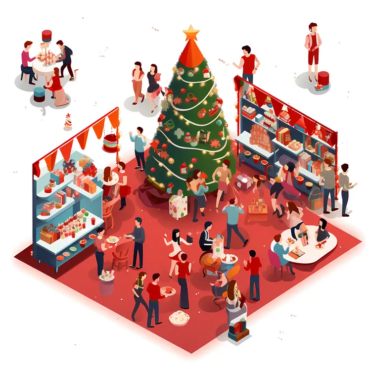 Christmas Celebration with Tree and Gifts