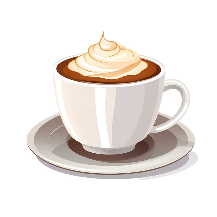 Coffee with whipped cream on saucer