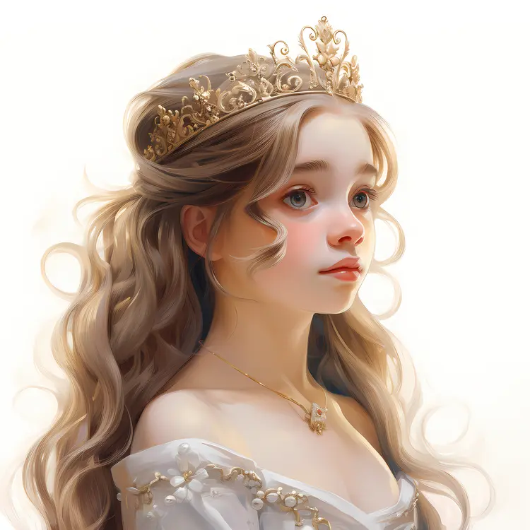 Young girl with crown and blonde hair