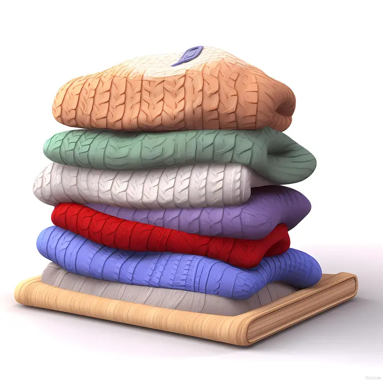 Colorful Stack of Folded Sweaters