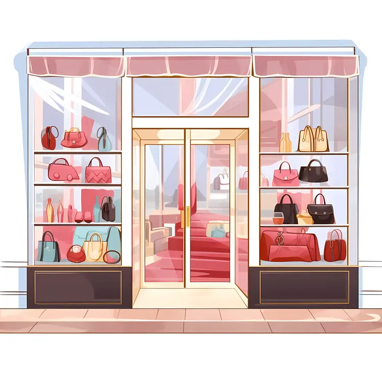 Elegant Handbag Storefront Illustration