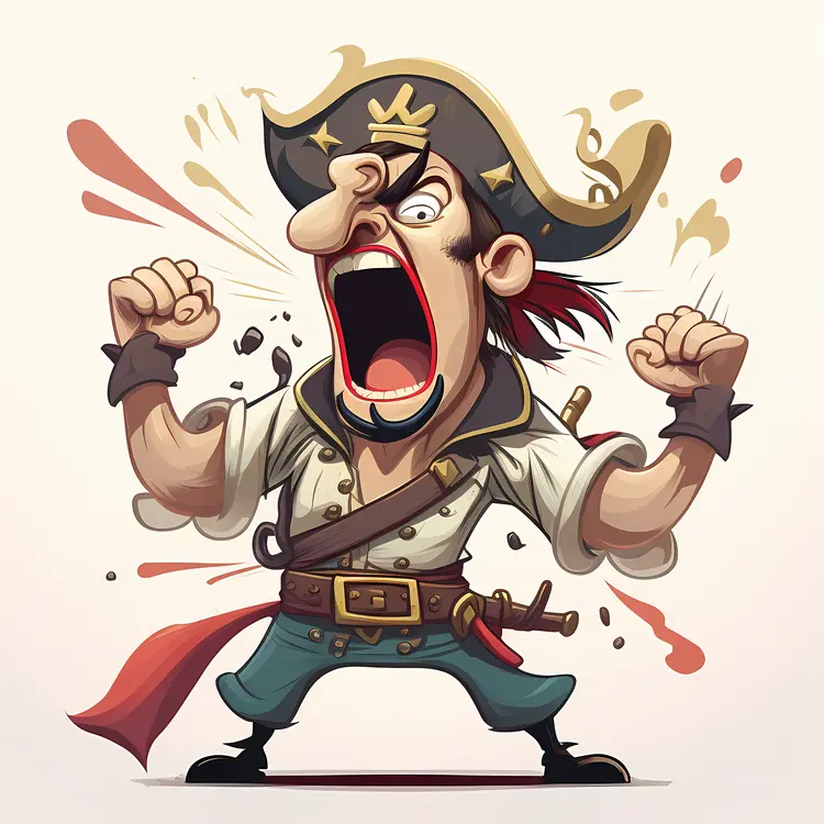 Angry Cartoon Pirate Shouting