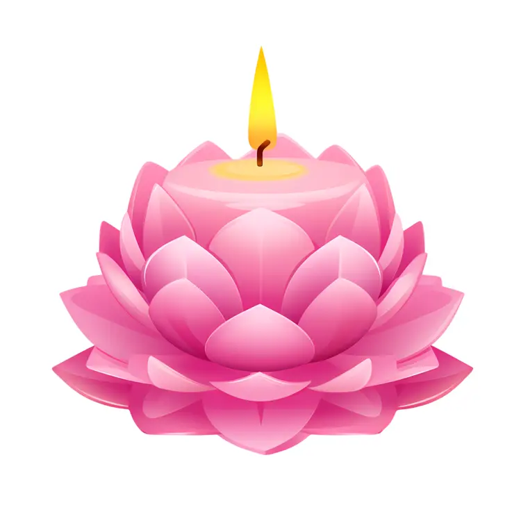 Pink Lotus Candle with Flame