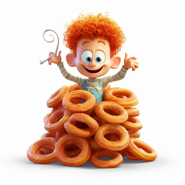 Happy Boy with a Pile of Donuts