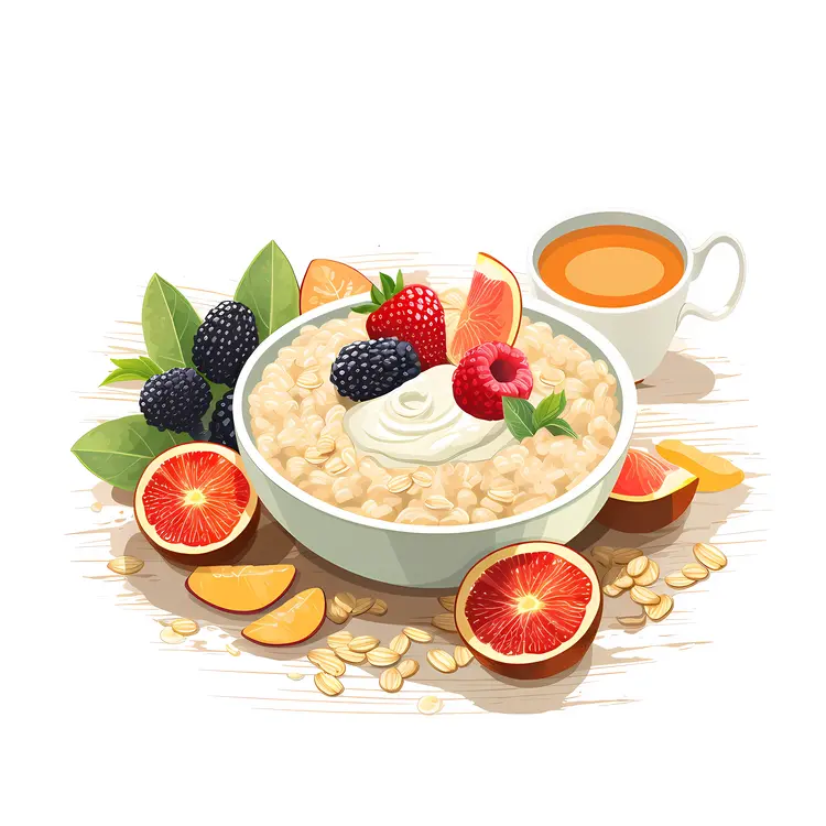 Oatmeal with Berries and Orange Slices
