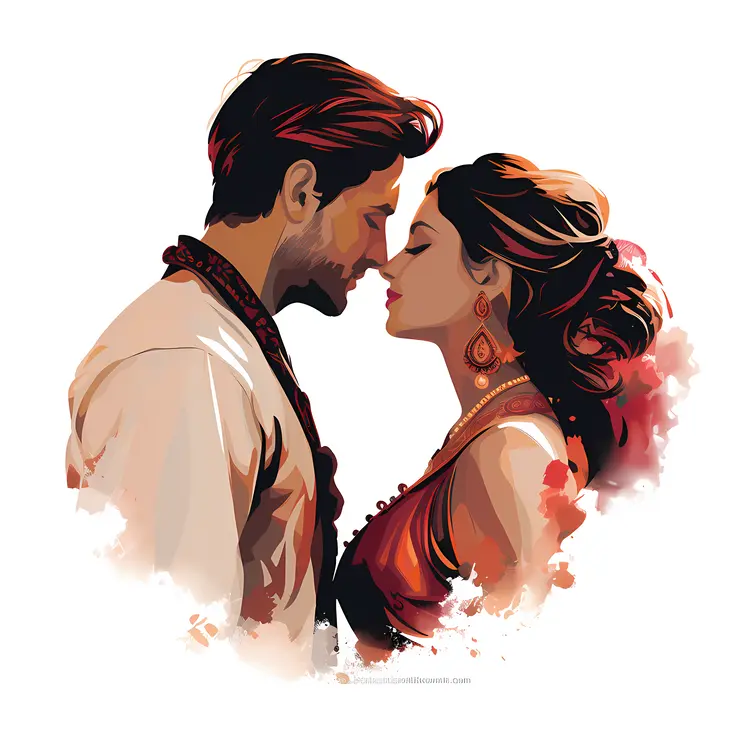 Romantic Indian Wedding Couple in Red and White