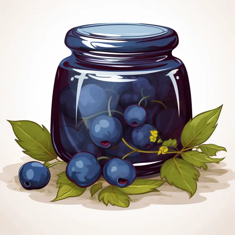 Blueberry Jam in a Jar with Fresh Blueberries