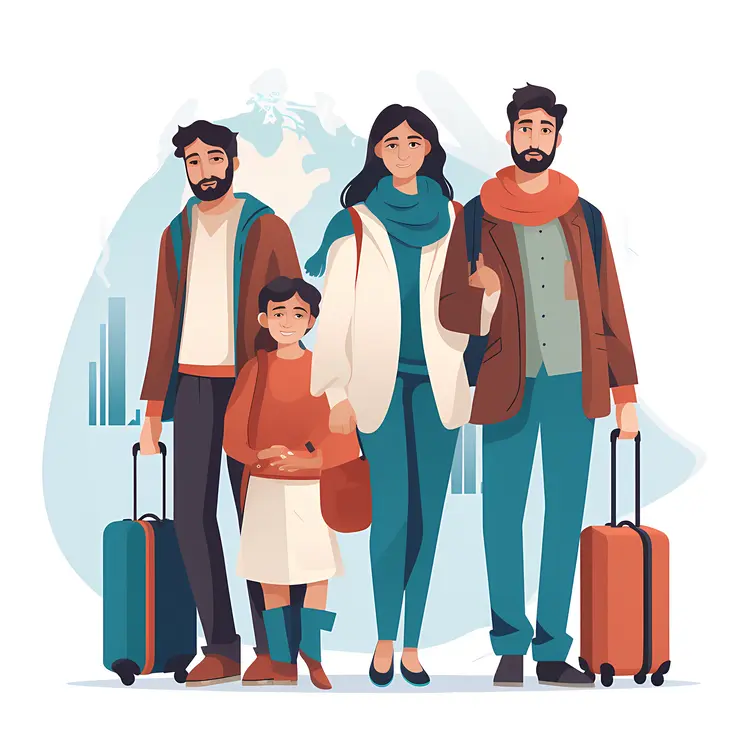 Family Traveling with Luggage