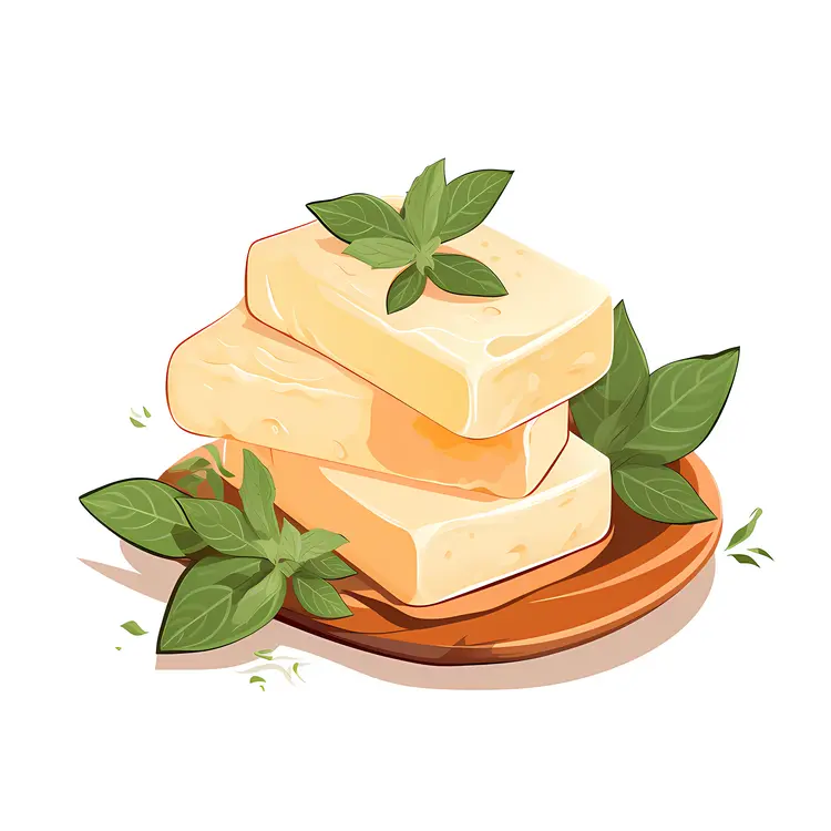 Natural Soap Bars with Leaves on Wooden Board