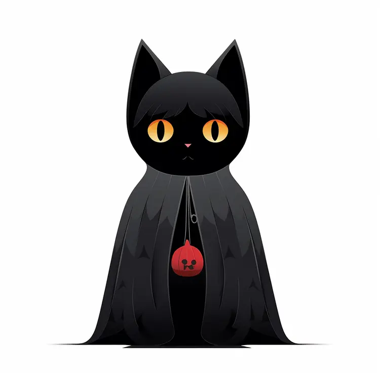 Black Cat in Halloween Cloak