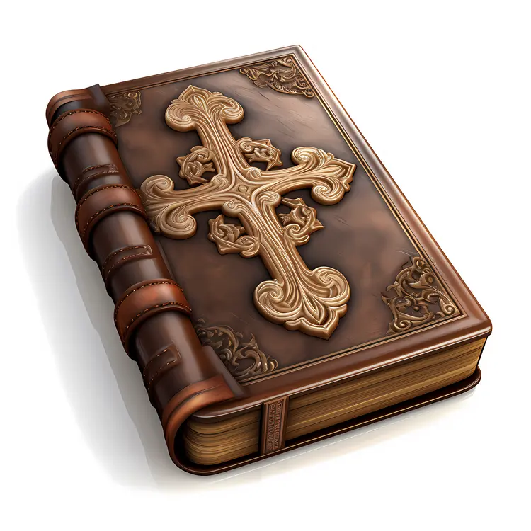 Brown Leather Book with Cross