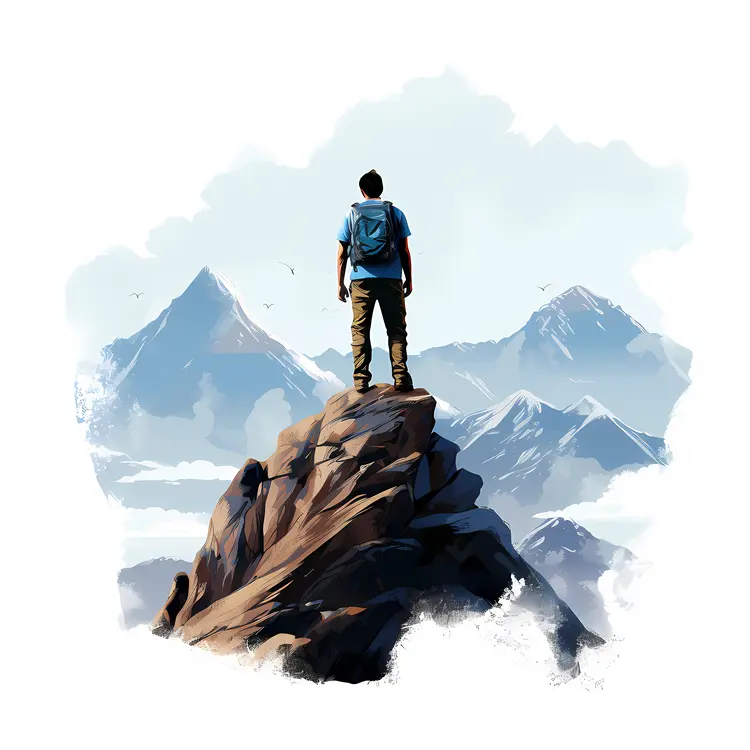Person Standing on Mountain Peak