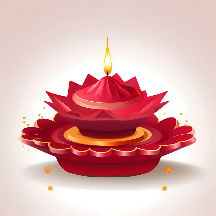 Red Candle with Flame